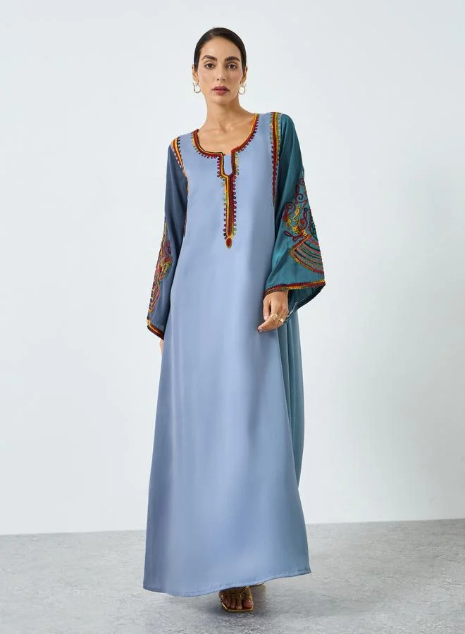 Maxim Creation  Grey Embroidery A-Line Jalabiya for Women | Best Price UAE
